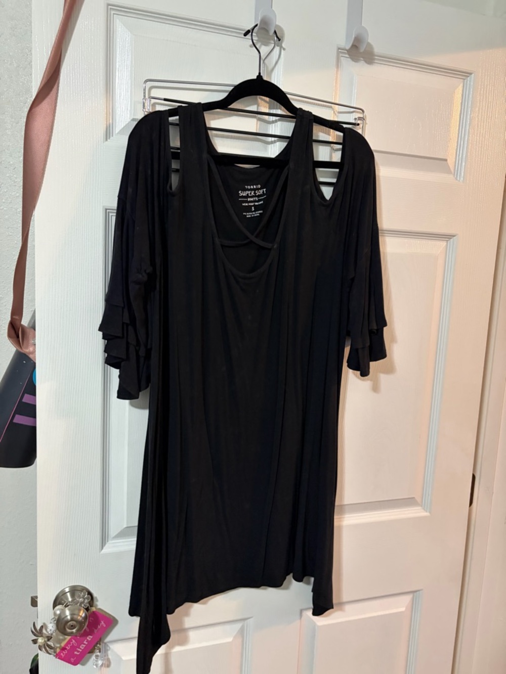 torrid Black Cold-Shoulder Layered Sleeve Tunic
